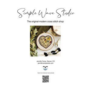 Bohemian Boho Yellow Valentine‎ Heart Counted Cross Stitch Kit